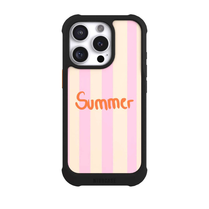 iPhone 16 Pro NIVOmax Summer- Rosa und Orange Streifen Hintergrund