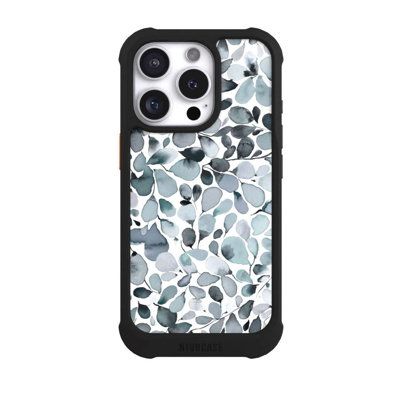 iPhone 16 Pro NIVOmax Eucalyptus Watercolor Leaves Grey