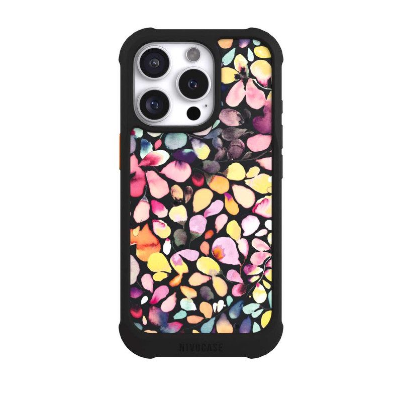 iPhone 16 Pro NIVOmax Watercolor Leaves Black