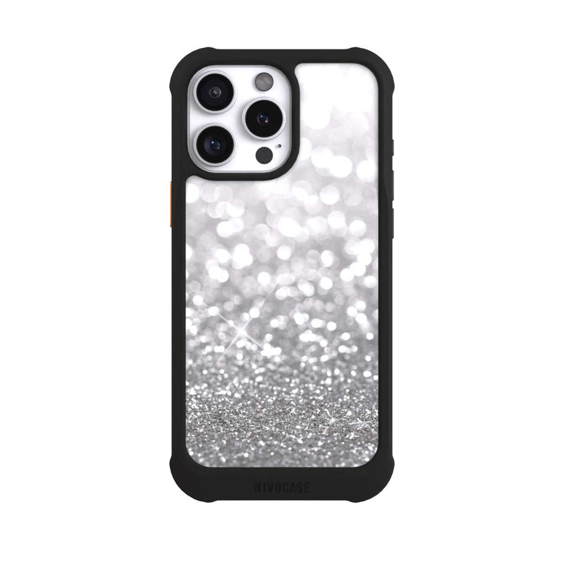 iPhone 16 Pro Max NIVOmax Pluie de Paillettes Argentées Look