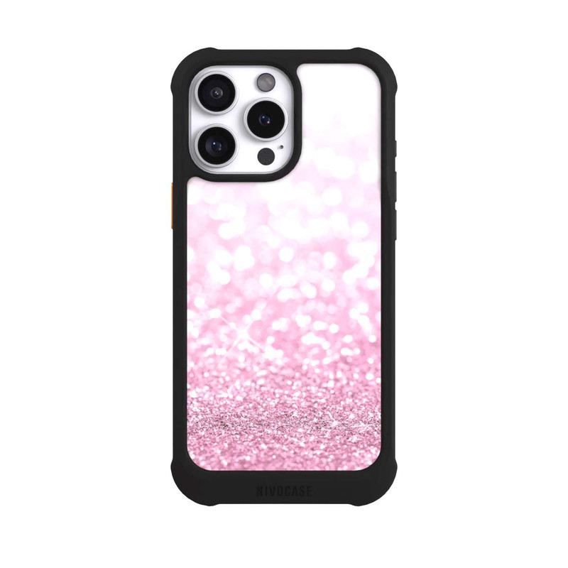 iPhone 16 Pro Max NIVOmax Pluie de paillettes roses look