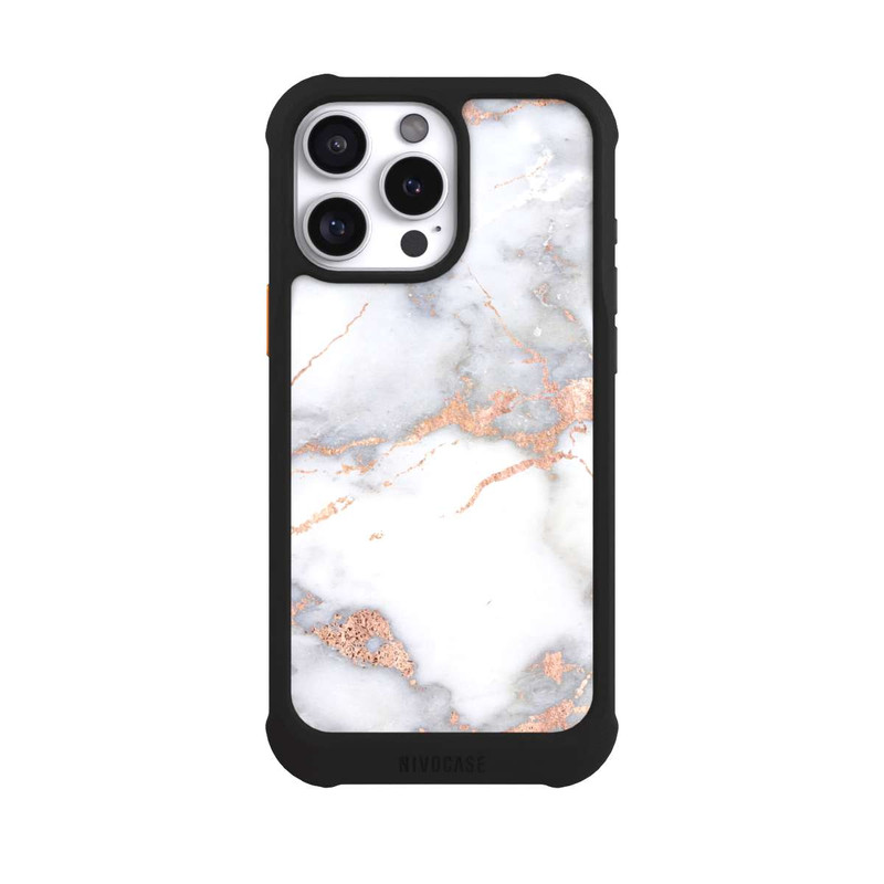 iPhone 16 Pro Max NIVOmax Weißer und goldener Marmorlook