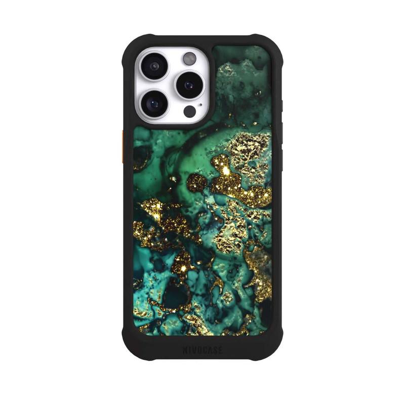 iPhone 16 Pro Max NIVOmax Cyan Glitzer Marmorlook