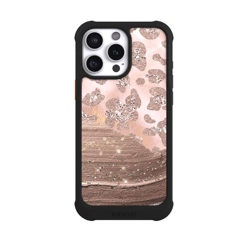 iPhone 16 Pro Max NIVOmax Silberner Leoparden Glitzerlook