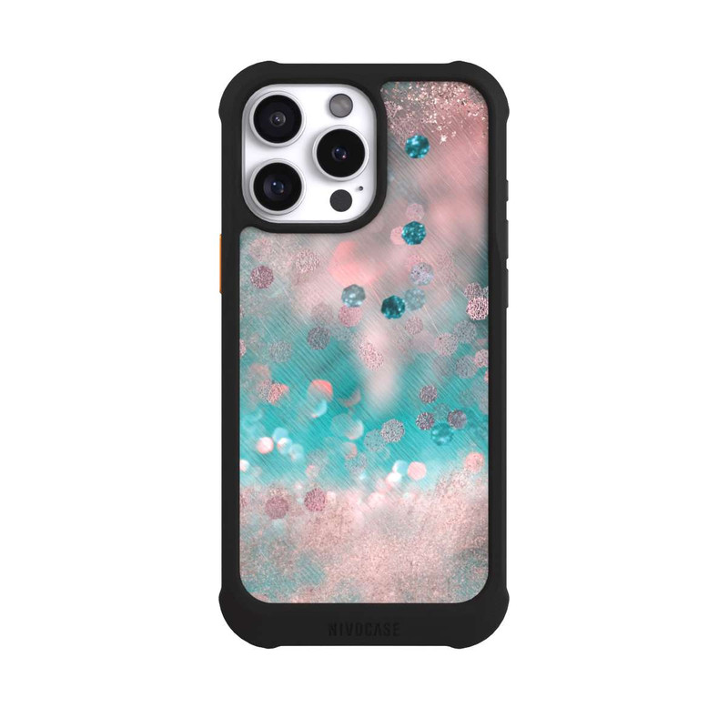 iPhone 16 Pro Max NIVOmax Türkis-glamouröser Glitzerlook