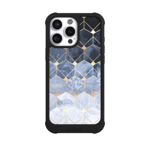Apple iPhone 16 Pro Max NIVOmax Blaue Sechsecke und Diamanten Golddruck