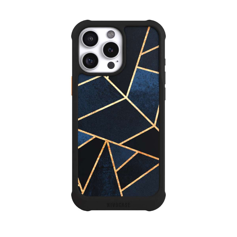 iPhone 16 Pro Max NIVOmax Navy Stein Golddruck