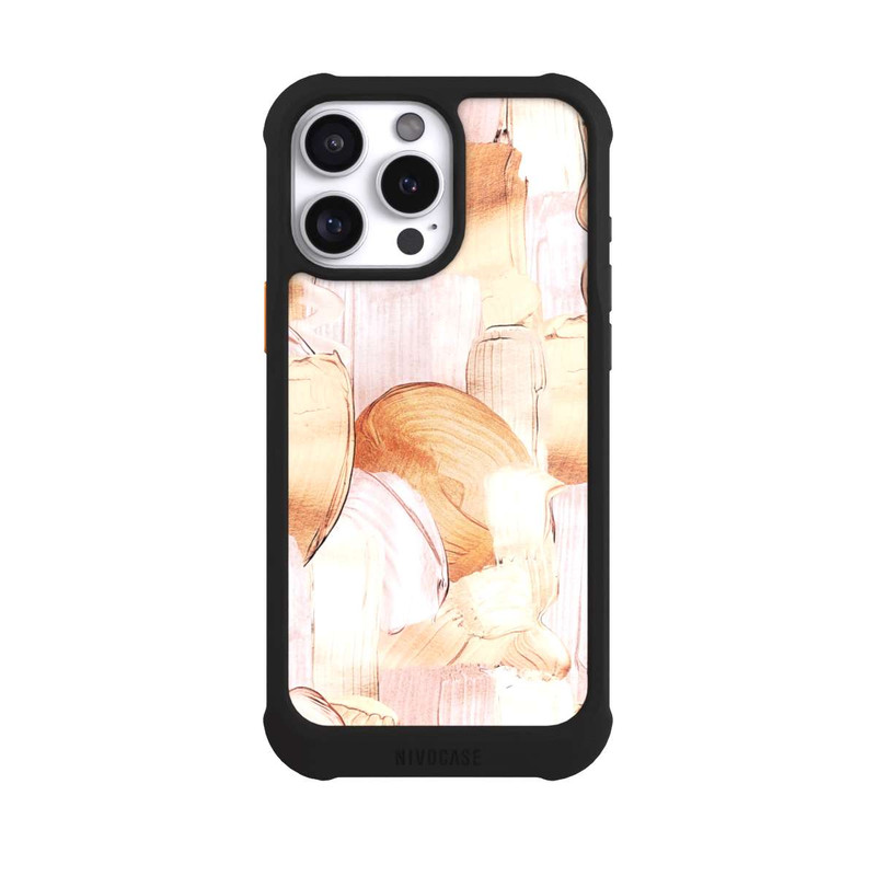 iPhone 16 Pro Max NIVOmax White/Gold Brush Pattern