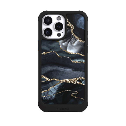 Apple iPhone 16 Pro Max NIVOmax Dark Marble Gold Glitter Look