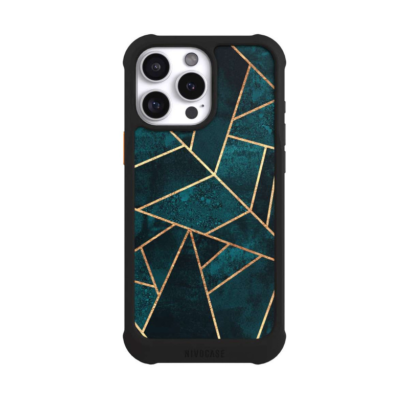 iPhone 16 Pro Max NIVOmax Tief Blaugrün Stein Gold Druck