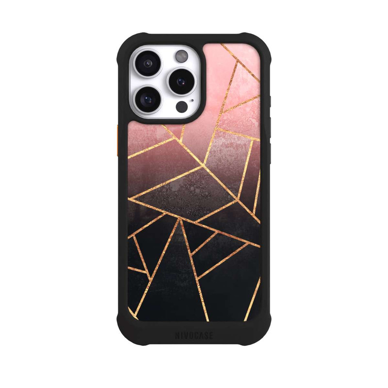 iPhone 16 Pro Max NIVOmax Imprimé Pierre Or Rose Et Noir