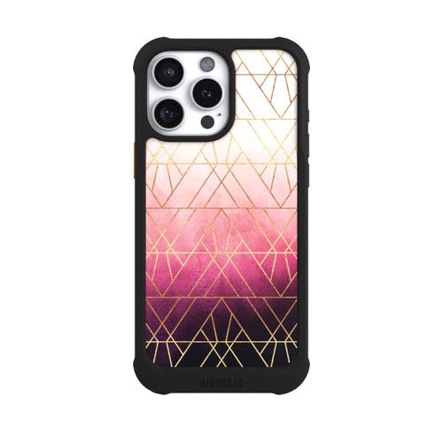 Apple iPhone 16 Pro Max NIVOmax Pink Ombre Dreiecke Golddruck