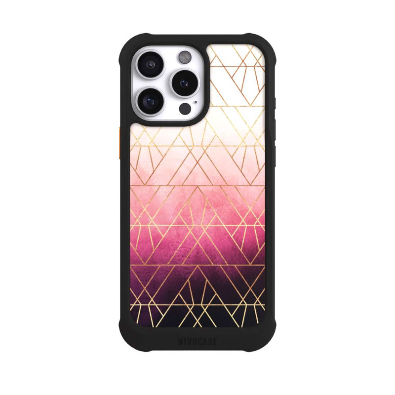 iPhone 16 Pro Max NIVOmax Pink Ombre Dreiecke Golddruck