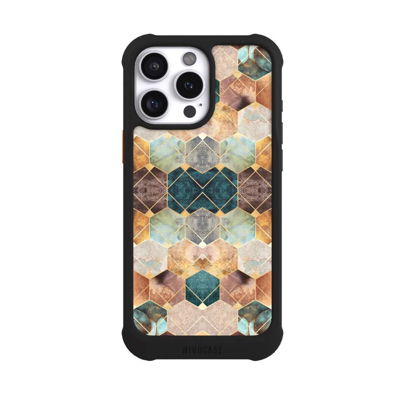 iPhone 16 Pro Max NIVOmax Naturfarbene Sechsecke und Diamanten