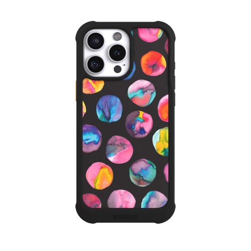 Apple iPhone 16 Pro Max NIVOmax Bunte Tintenmurmeln Punkte Schwarz