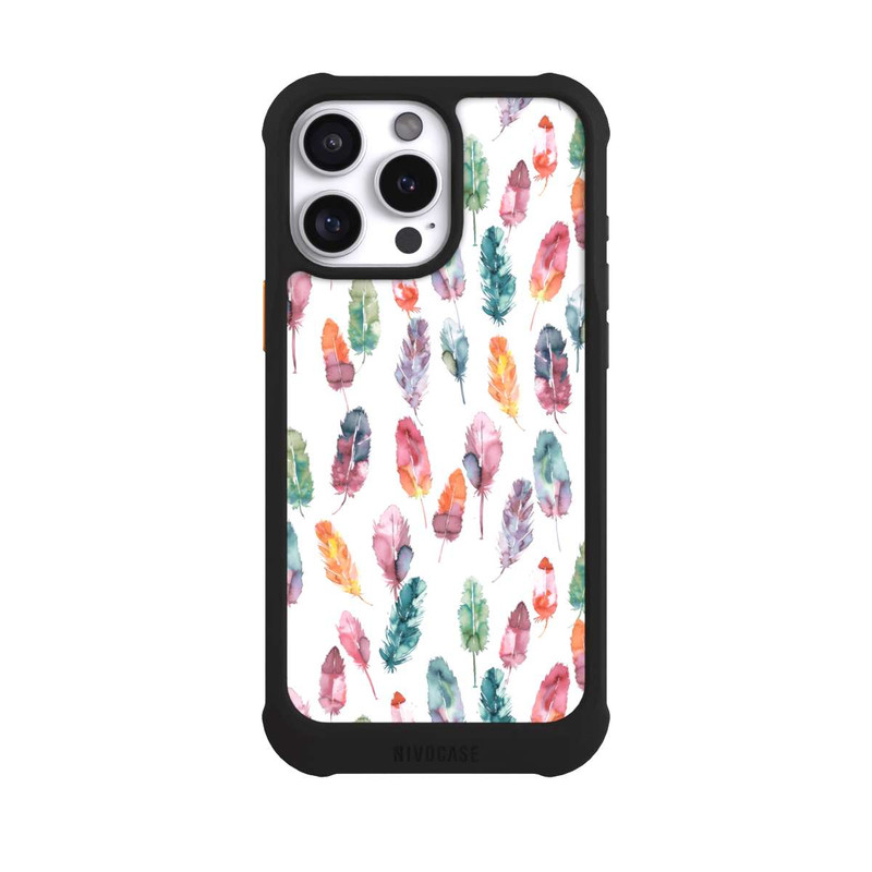 iPhone 16 Pro Max NIVOmax Aquarellfedern Boho
