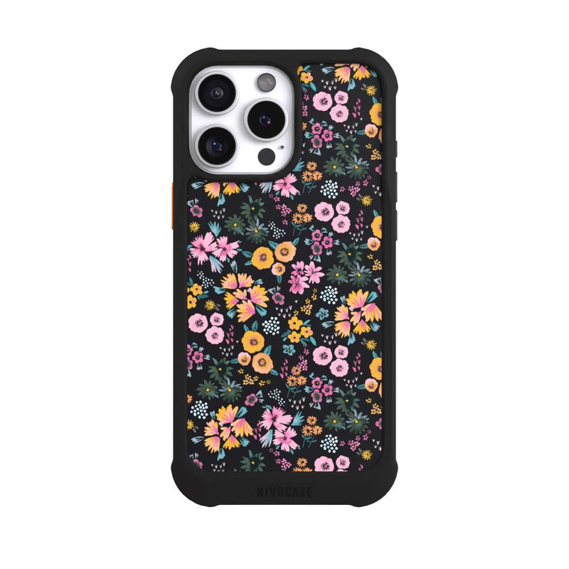 iPhone 16 Pro Max NIVOmax Kleine bunte Blumen Schwarz 2