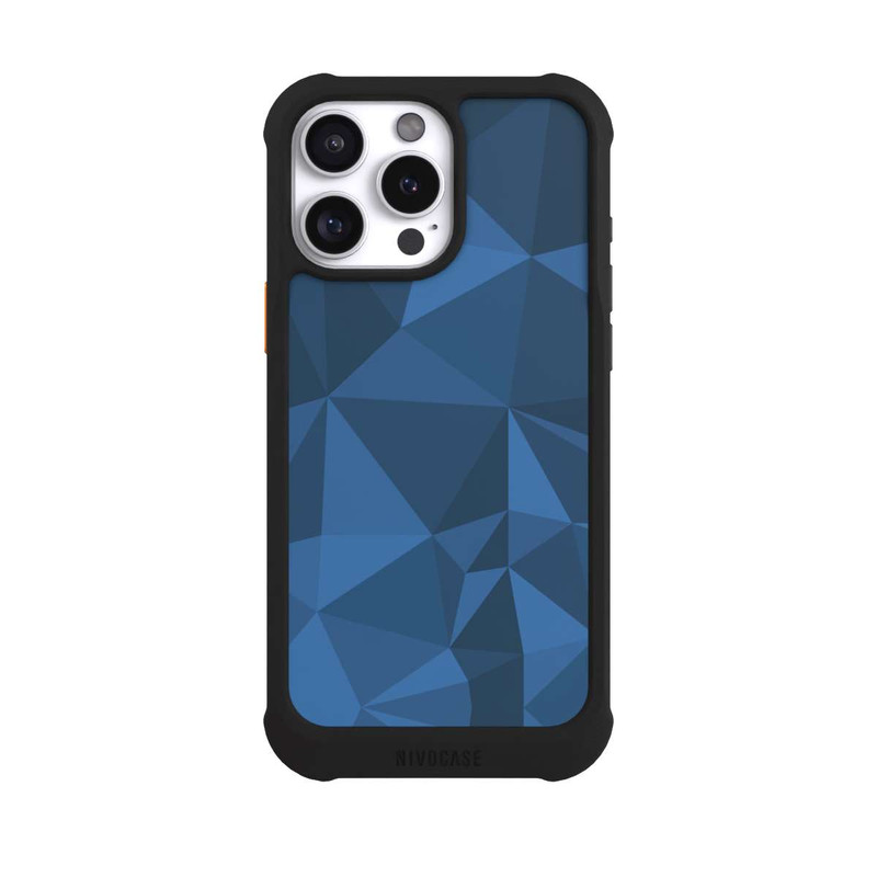 iPhone 16 Pro Max NIVOmax Polygon Pattern Blue