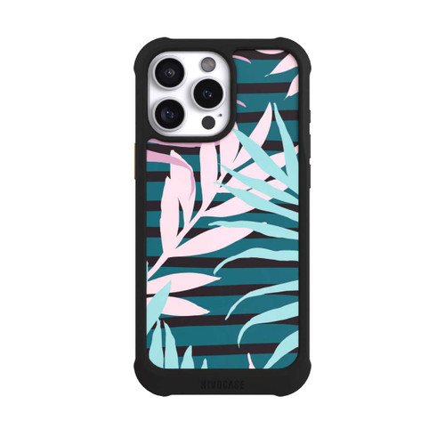 Apple iPhone 16 Pro Max NIVOmax Pastell-Dschungelblätter rosa blaugrün