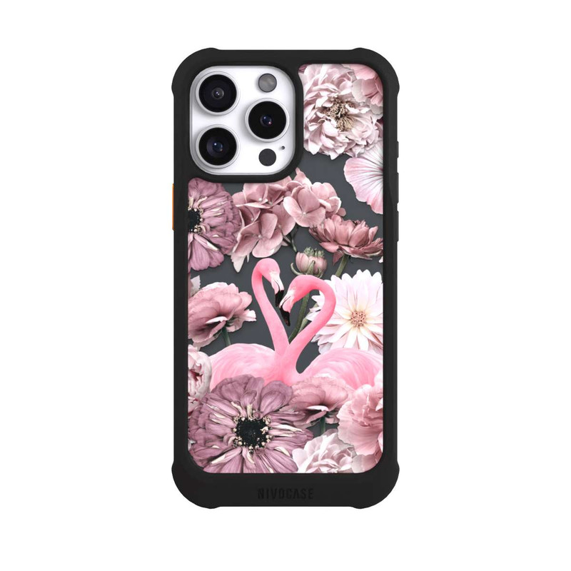 iPhone 16 Pro Max NIVOmax Flamingos in Blumen Muster