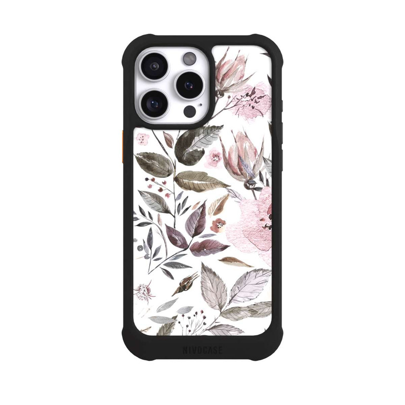 iPhone 16 Pro Max NIVOmax Aquarelle Fleurs Roses Brunes