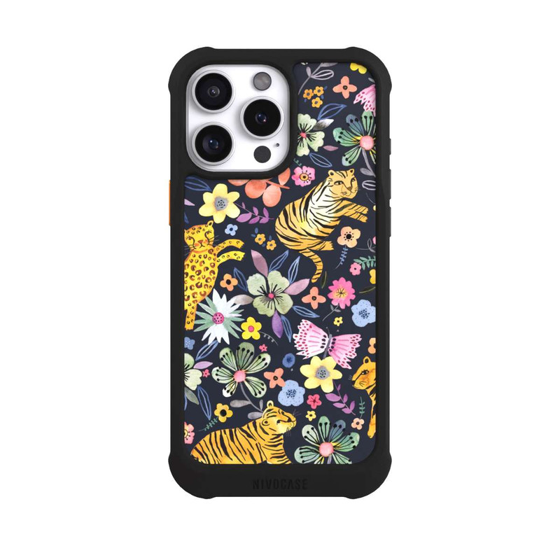 iPhone 16 Pro Max NIVOmax Spring Tigers Flowers Black