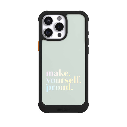 Apple iPhone 16 Pro Max NIVOmax Make Yourself Proud Zitat-Minze und Farbverlauf