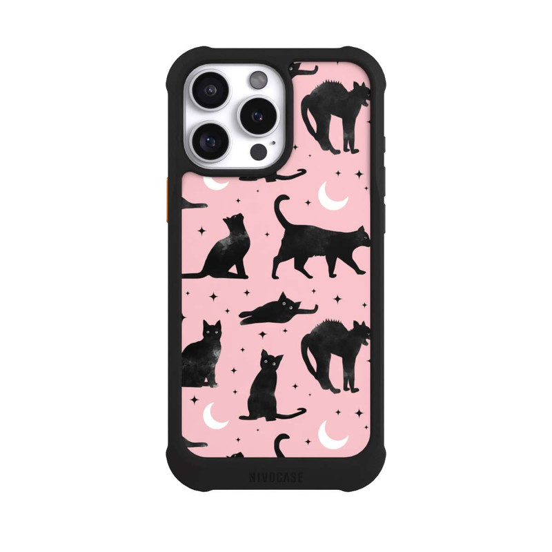 iPhone 16 Pro Max NIVOmax Katzen und Mond auf Rosa
