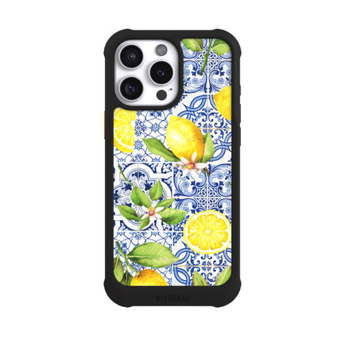 Apple iPhone 16 Pro Max NIVOmax Mediterrane Amalfi Küste mit Blauen Kacheln und Zitronen