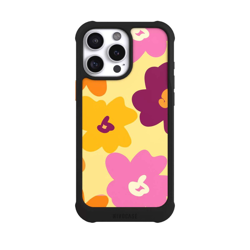 iPhone 16 Pro Max NIVOmax Fleurs Colorées Rétro