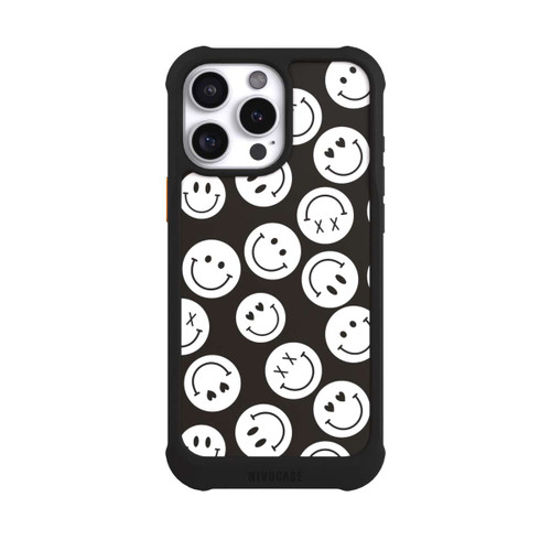 Apple iPhone 16 Pro Max NIVOmax Smiles Emotes Pattern Black And White