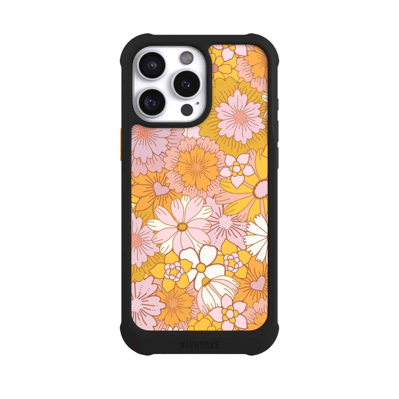 iPhone 16 Pro Max NIVOmax Retro Blumentapete Gelb