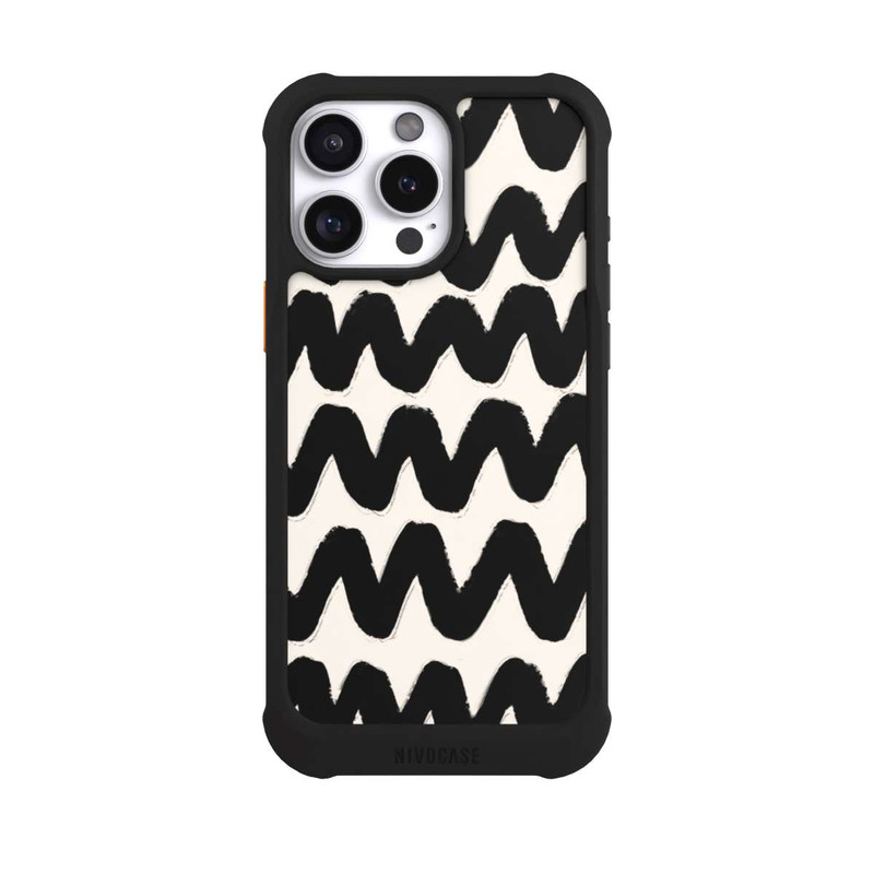 iPhone 16 Pro Max NIVOmax Vagues Noires Pattern