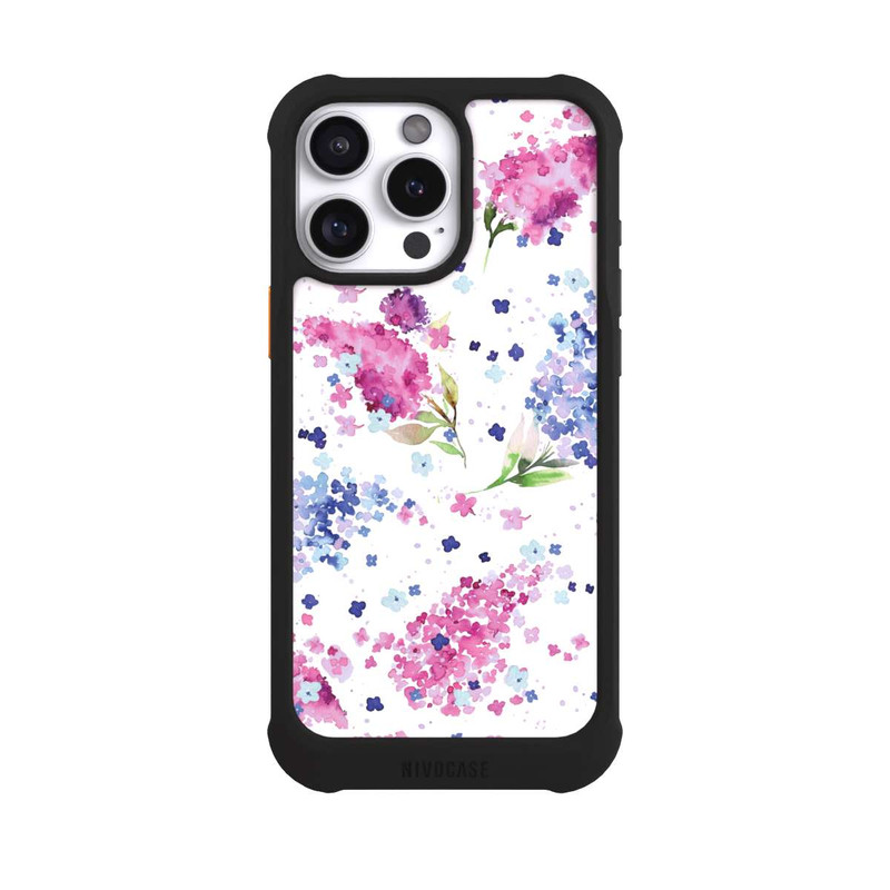 iPhone 16 Pro Max NIVOmax Hortensias Floraux Lilas Rose
