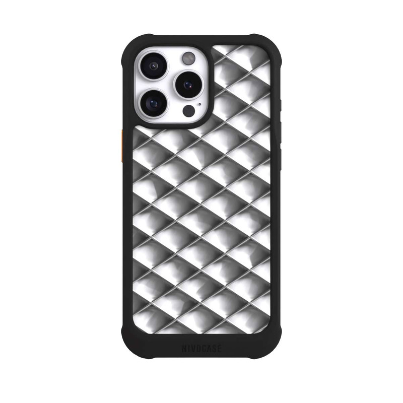 iPhone 16 Pro Max NIVOmax Glamour Silver Squares