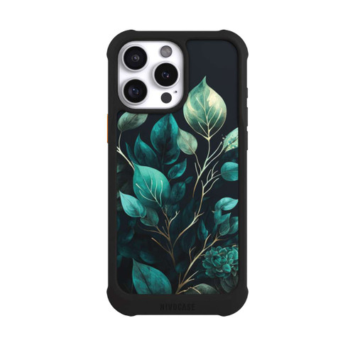 Apple iPhone 16 Pro Max NIVOmax Grüne Eukalyptus Blätter mit dunklem Hintergrund mit KI