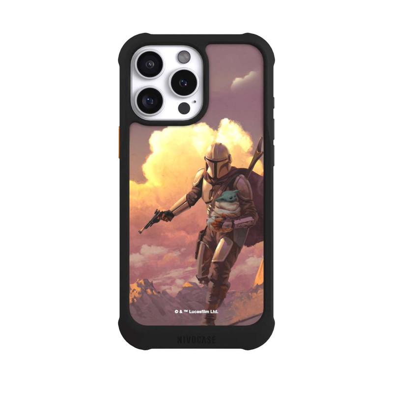 iPhone 16 Pro Max NIVOmax Les nuages ​​du coucher du soleil Mandalorien et Grogu