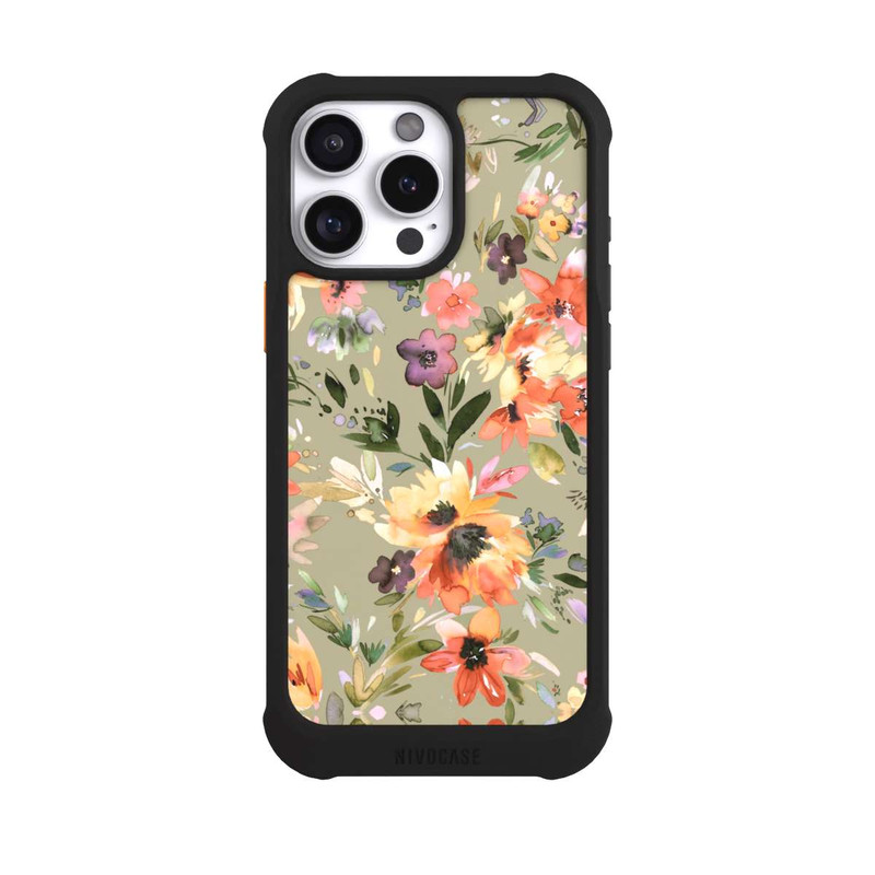iPhone 16 Pro Max NIVOmax Fleurs tropicales picturales vert sauge