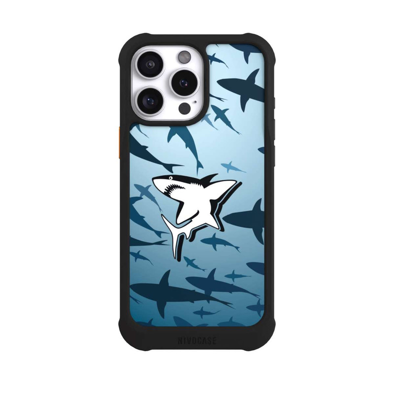 iPhone 16 Pro Max NIVOmax Haie Muster Blau