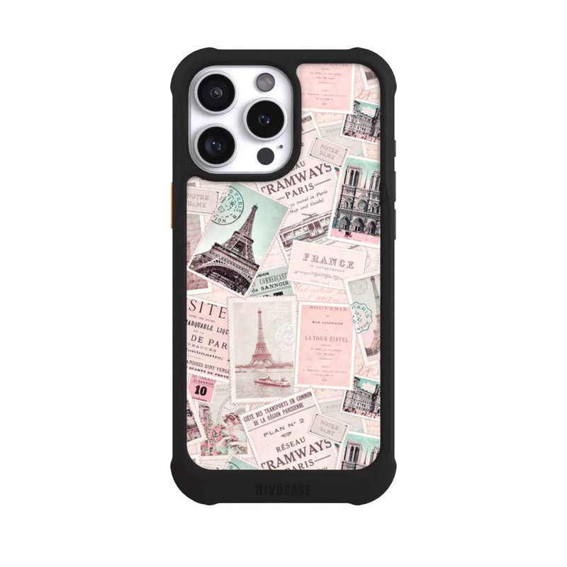 iPhone 16 Pro Max NIVOmax Vintage Paris Postcards Pattern