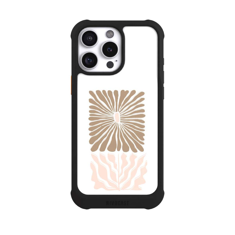 iPhone 16 Pro Max NIVOmax Eckige Blume Hellbraun