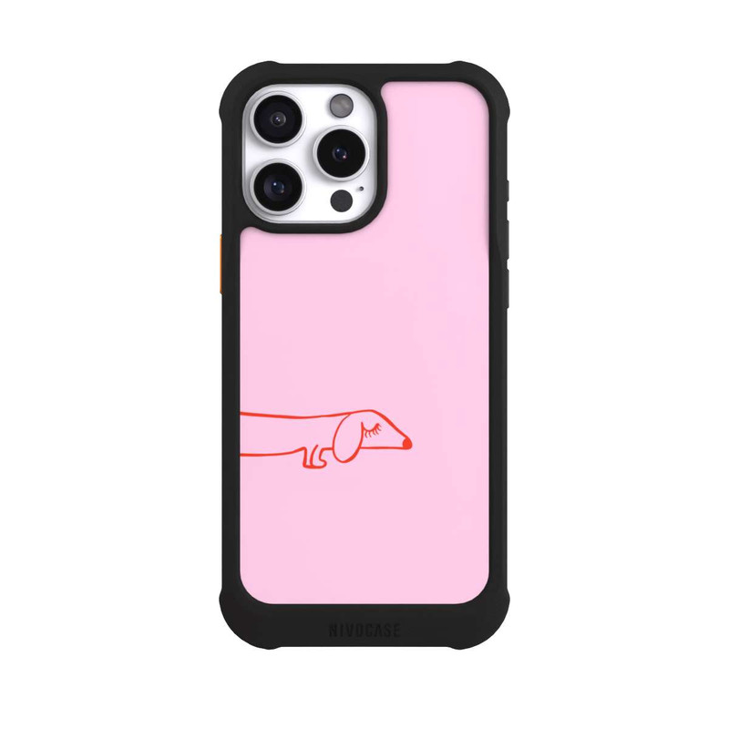 iPhone 16 Pro Max NIVOmax Dachshund Illustration Pink