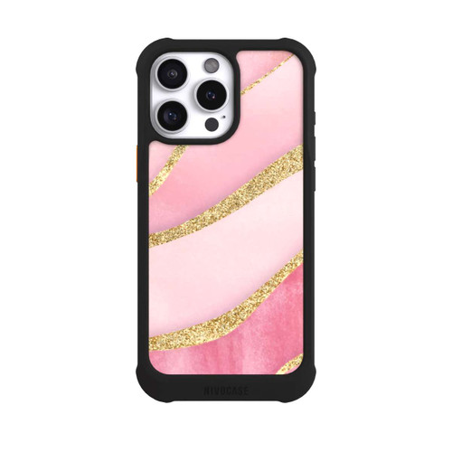Apple iPhone 16 Pro Max NIVOmax Pink Marble Goldprint Stripes