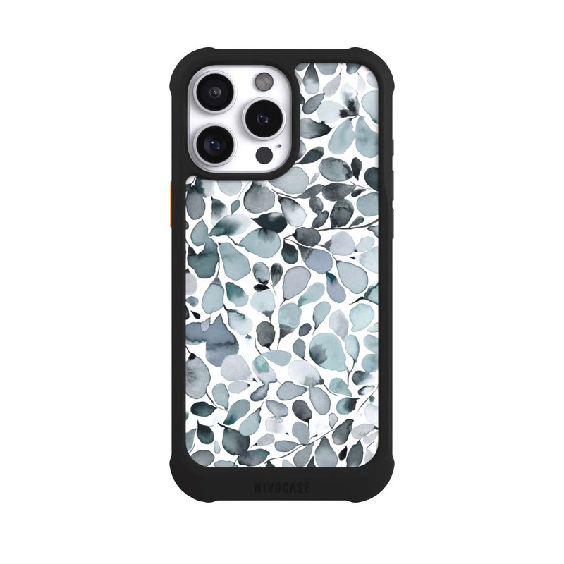 iPhone 16 Pro Max NIVOmax Eucalyptus Watercolor Leaves Grey