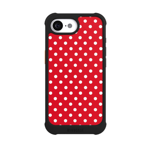 Apple iPhone 16e NIVOmax Polka Dots Dunkelrot und Weiß