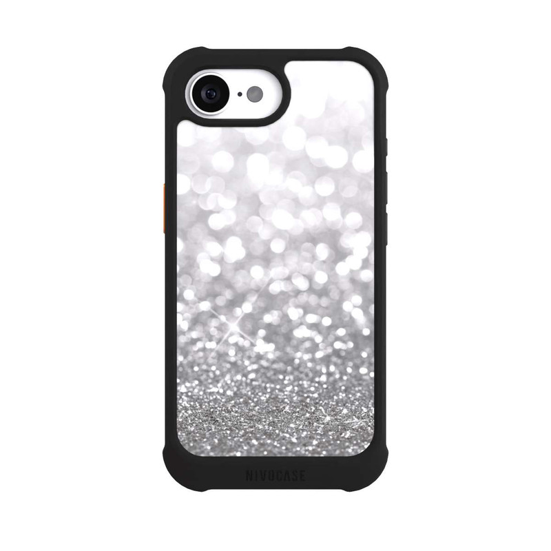 iPhone 16e NIVOmax Pluie de Paillettes Argentées Look