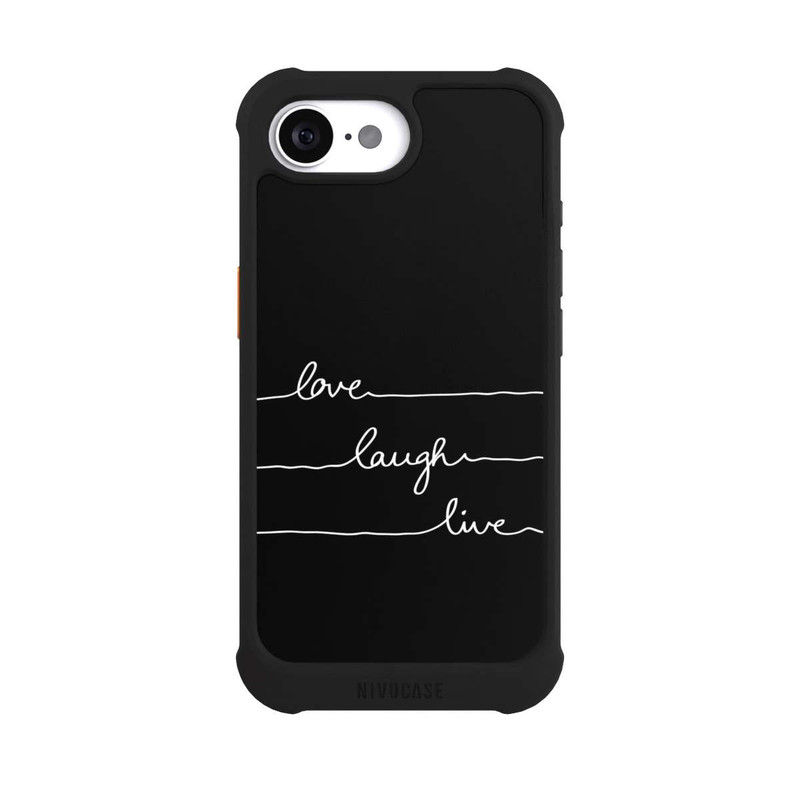 iPhone 16e NIVOmax Love Laugh Live weiß/schwarz