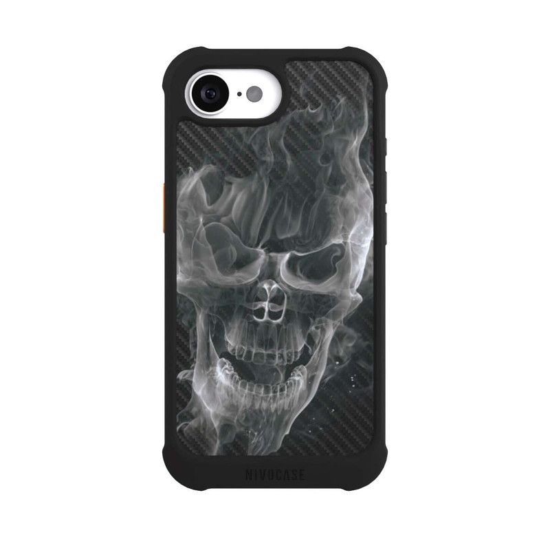 iPhone 16e NIVOmax rauchender Totenkopf Carbon