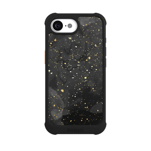 Apple iPhone 16e NIVOmax Glitzernder Marmor-Schwarz-Gold-Look