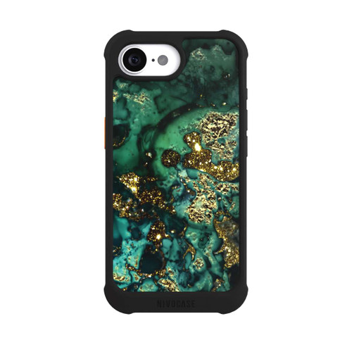 Apple iPhone 16e NIVOmax Cyan Glitzer Marmorlook